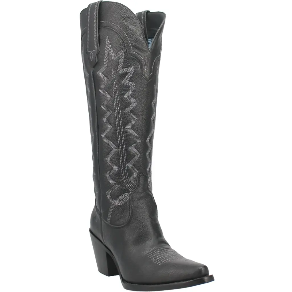 Botas Vaqueras Dingo De Tacón Alto Apilado De Cuero Y Algodón Para Mujer - Negro, Talla 9 1/2 Mediana | 887520312185 TRG188361915