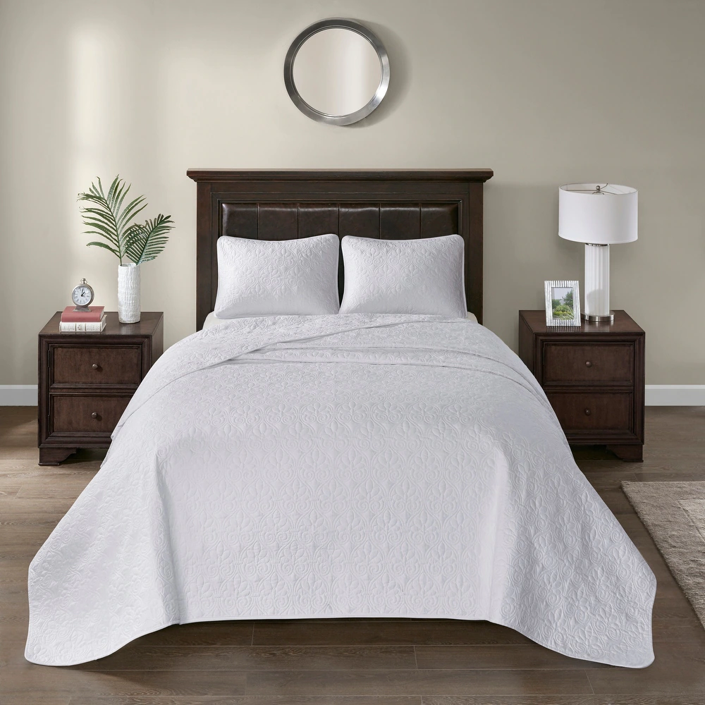 Juego De Colcha Extragrande Madison Park Mansfield De 3 Piezas Con Tratamiento Antimicrobiano, Color Blanco - Full | 86569156211 TRG179329602