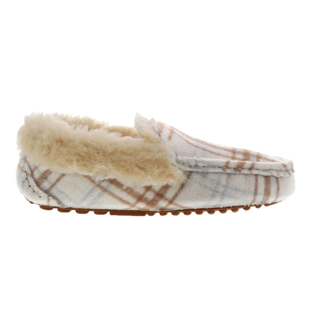 Pantuflas Tipo Mocasín Para Mujer Lamo - Cuadros Crema 11 | 883139325660 TRG187603328