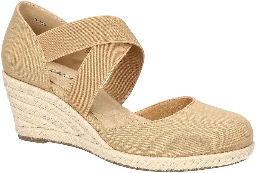 Sandalias De Cuña Easy Street Pari Para Mujer - Lona Natural 6 Mediano | 196371487622 TRG187804160