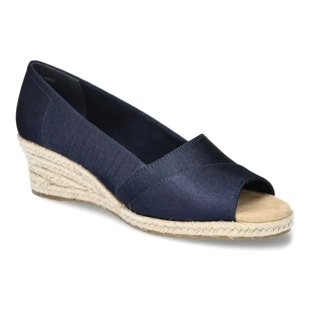 Sandalias De Cuña Jasper Para Mujer De Easy Street - Seda Tailandesa Azul Marino, 7 De Ancho | 196371195459 TRG188552350