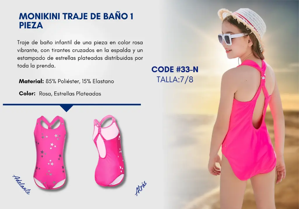 Traje de Baño Para Niña 7/8Y Kids Swim N-33