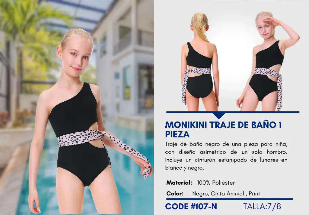 Traje de Baño Para Niña 7/8Y Kids Swim N-107