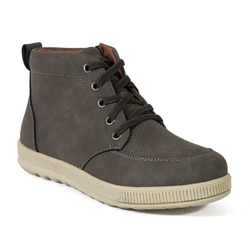 [Deer Stags Little & Big Boys Nolan Jr Flat Heel Dress Boots - GREY 4 1/2 MEDIUM] Botas De Vestir De Tacón Plano Nolan Jr. Para Niños Pequeños Y Grandes, De Deer Stags, Talla 4 1/2 Medianas, Color Gris | TRG185044090