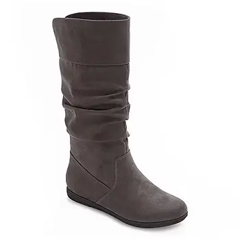 [St. John`S Bay St. John's Bay Womens Kimble Flat Heel Slouch Boots - GREY 9 1/2 MEDIUM] Botas Holgadas De Tacón Plano Kimble Para Mujer De St. John'S Bay - Gris 9 1/2 Mediano | TRG191575346