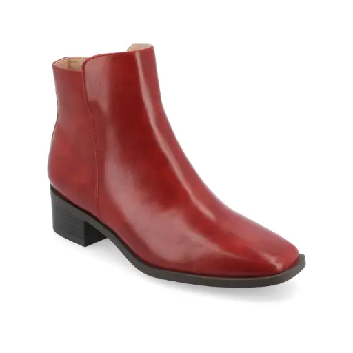 [Journee Collection Womens Cappri Stacked Heel Booties - RED 7 WIDE] Botines De Tacón Apilado Capri Para Mujer De La Colección Journee - Rojo 7 Ancho | 194379772191 TRG187601060