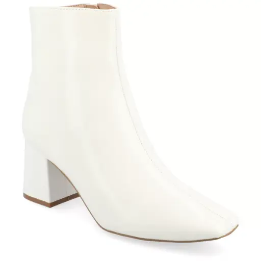 [Journee Collection Womens Haylinn Block Heel Booties - WHITE 7 MEDIUM] Botines De Tacón Cuadrado Haylinn Para Mujer De La Colección Journee - Blanco 7 Mediano | TRG185045429