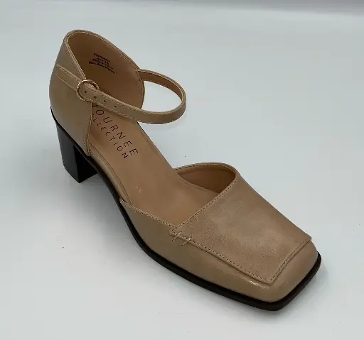 [Journee Collection Womens Evangeline Stacked Heel Pumps - TAN 6 1/2 MEDIUM] Colección Journee Evangeline - Zapatos De Tacón Apilado Para Mujer - Tan 6 1/2 Mediano | 194379835292 TRG187797201