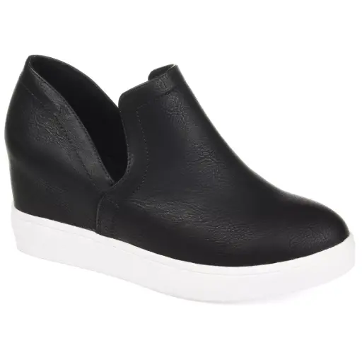 [Journee Collections Womens Cardi Sneaker Wedge - Black 9 Medium] Journee Collections - Zapatillas De Cuña Cardi Para Mujer - Negro, Talla 9 (M) | TRG187981287