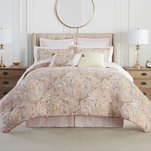 [Waverly Mudan 4-Pc. Floral Midweight Comforter Set - TAUPE ONE SIZE] Juego De Edredón Waverly Mudan De 4 Piezas Con Estampado Floral De Peso Medio - Gris Topo | 81806664290 TRG180026747