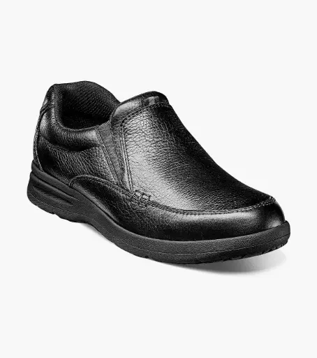 [Nunn Bush Mens Cam Moc Toe Slip-On Shoe - BLACK TUMBLED 9 1/2 MEDIUM] Nunn Bush - Zapatillas Sin Cordones Cam Moc Toe Para Hombre - Negro Desgastado, Talla 9 1/2 Mediana | 717502394291 TRG188575023