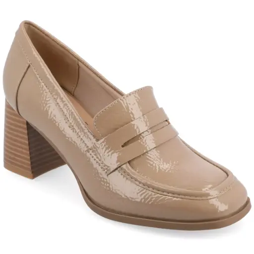 [Journee Collection Womens Malleah Stacked Heel Pumps - PATENT TAUPE 7 1/2 MEDIUM] Zapatos De Tacón Apilado Malleah Para Mujer De La Colección Journee - Charol Taupe 7 1/2 Mediano | 194379741609 TRG188361898