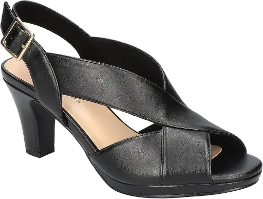 [Easy Street Womens Christy Peep Toe Block Heel Pumps - BLACK 8 1/2 MEDIUM] Zapatos De Tacón Cuadrado Con Punta Abierta Christy De Easy Street Para Mujer - Negro 8 1/2 Mediano | 196371413201