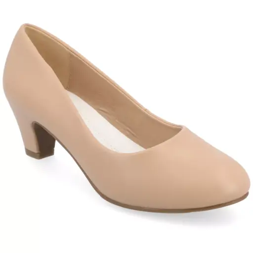 [Journee Collection Womens Luu Block Heel Pumps - NUDE 9 WIDE] Zapatos De Tacón Cuadrado Luu Para Mujer De La Colección Journee - Nude 9 Ancho | TRG185052244
